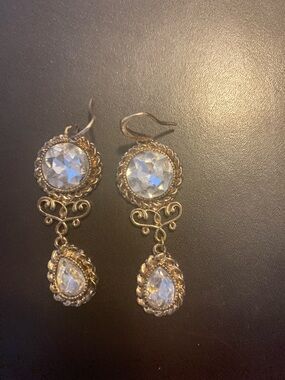Gold-Tone Crystal Drop Earrings - Elegant Women Jewelry
